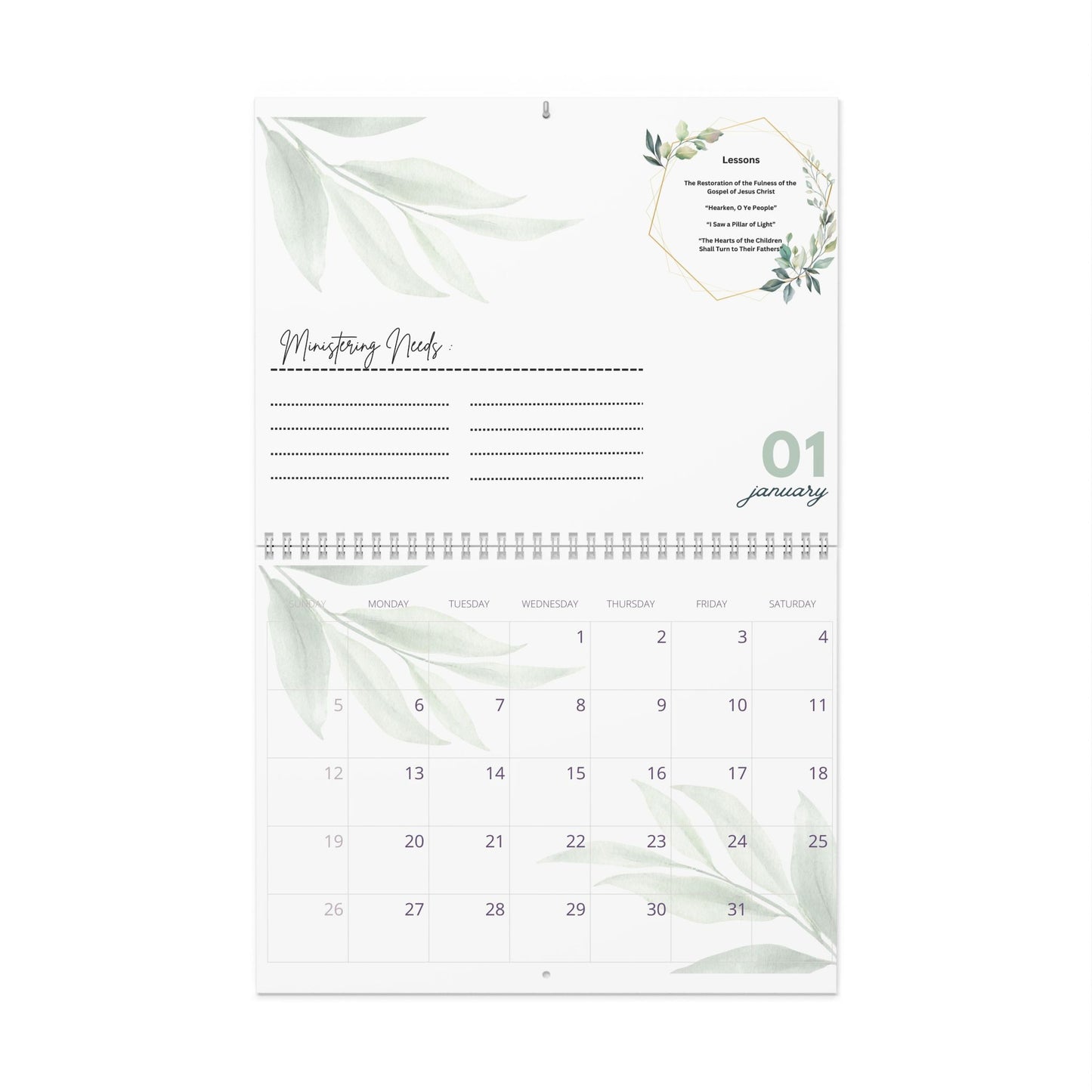 2025 Ministering Wall Calendar