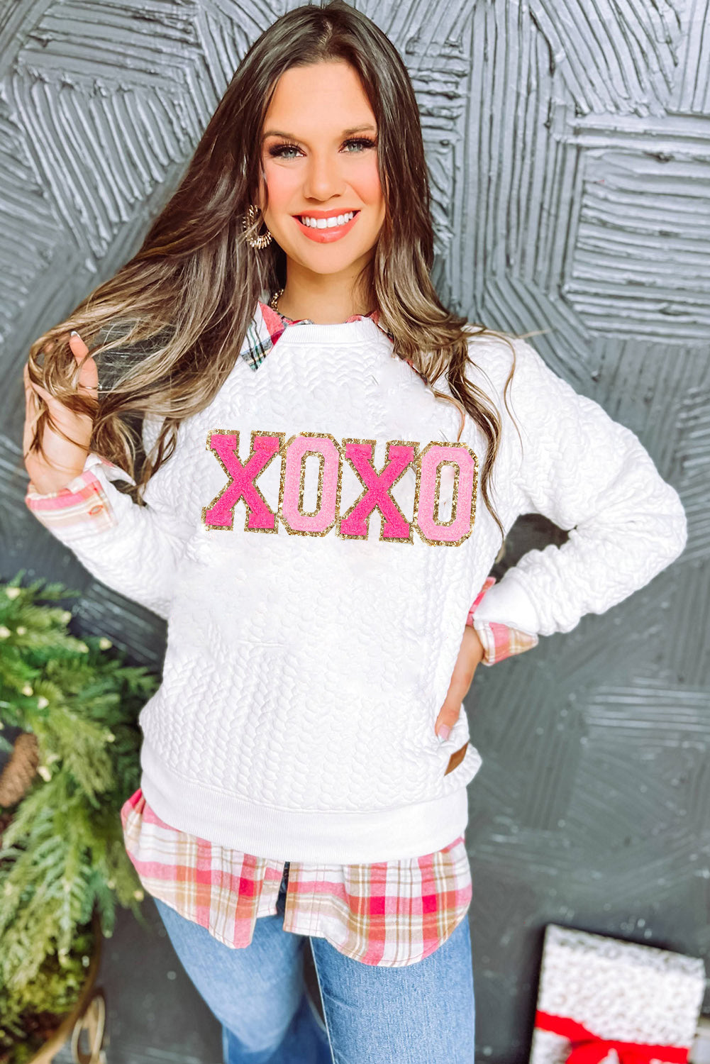 White Merry And Bright Cable Knit Pullover Sweatshirt